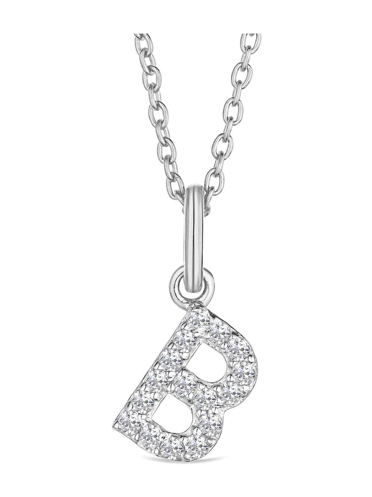 The Diamond Store White Love Letter B 0.10ct Lab Diamond Initial Pendant Necklace in Sterling Silver - Image 3 of 3 The Diamond Store White Love Letter B 0.10ct Lab Diamond Initial Pendant Necklace in Sterling Silver - Image 3 of 3