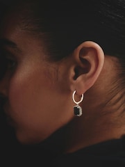 The Diamond Store Blue Astra 4.00ct Octagon Cut Lab Sapphire Halo Drop Earrings in 18K Gold Vermeil - Image 4 of 7