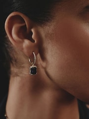 The Diamond Store Blue Astra 4.00ct Octagon Cut Lab Sapphire Halo Drop Earrings in 18K Gold Vermeil - Image 5 of 7