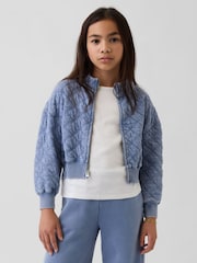 Gap Blue Oversized Quilted Zip Jacket (4-13yrs) - Image 1 of 5