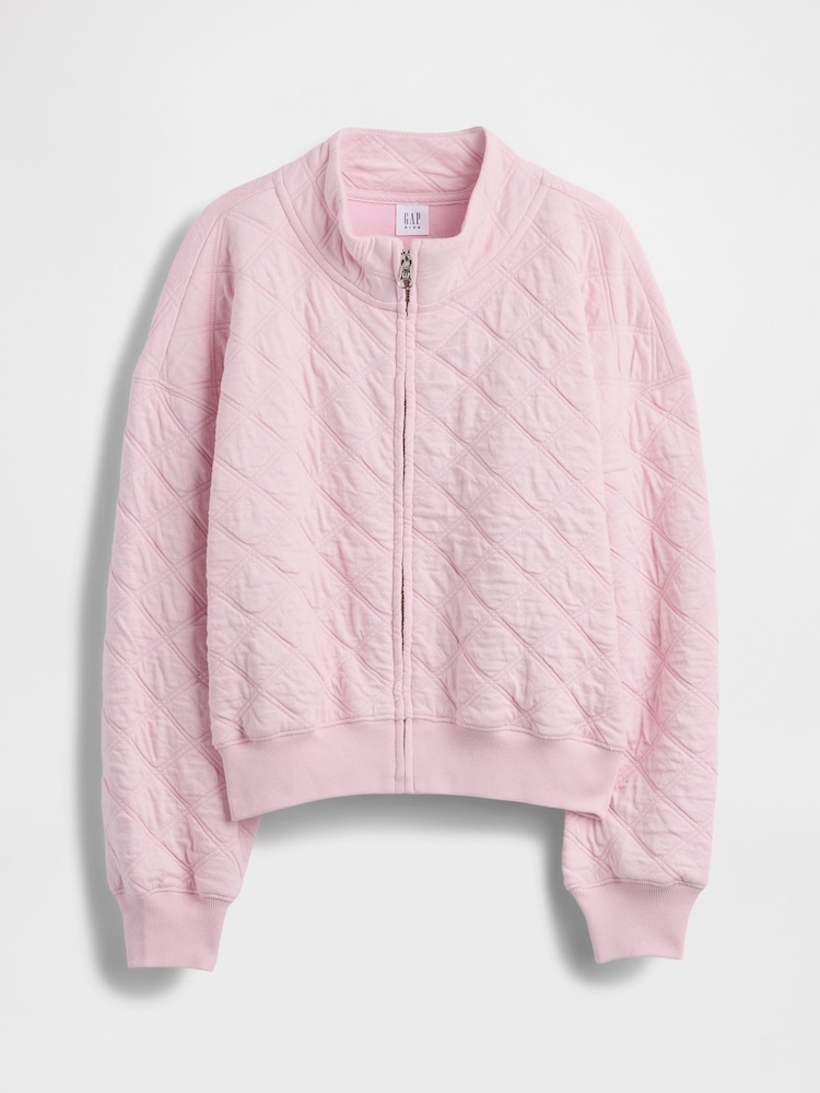 Gap Pink Oversized Quilted Zip Jacket (4-13yrs) - Image 5 of 5