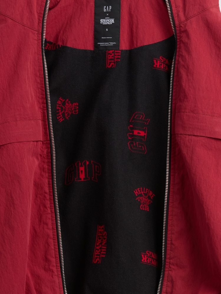 Gap Red Stranger Things Flannel-Lined Track Jacket - Image 6 of 6 Gap Red Stranger Things Flannel-Lined Track Jacket - Image 6 of 6