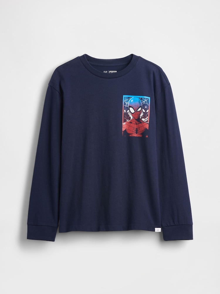 Marineblau - Gap Marvel Relaxed Graphic T-Shirt mit Grafik (4–13Jahre) - Bild 1 von 3