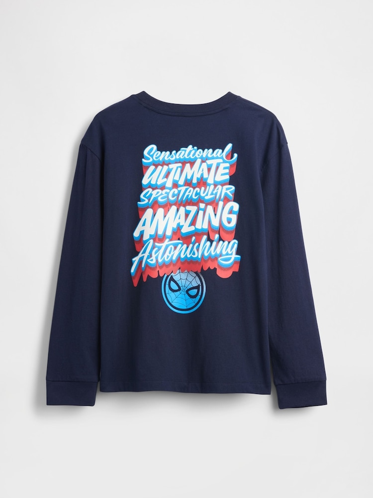 Marineblau - Gap Marvel Relaxed Graphic T-Shirt mit Grafik (4–13Jahre) - Bild 2 von 3