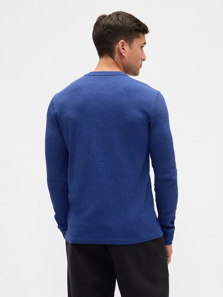 Gap Cobalt Blue Waffle Knit Crew Neck T-Shirt - Image 2 of 5 Gap Cobalt Blue Waffle Knit Crew Neck T-Shirt - Image 2 of 5