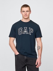 Azul marino - Camiseta de manga corta con logotipo en arco de Gap - Imagen 1 de 4