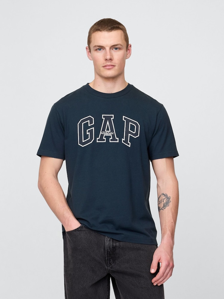 Azul marino - Camiseta de manga corta con logotipo en arco de Gap - Imagen 1 de 4