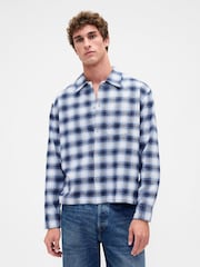 Gap White Check Cotton Relaxed Flannel Shirt - Image 1 of 4
