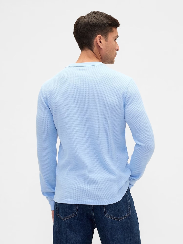 Gap Light Blue Waffle Knit Crew Neck T-Shirt - Image 2 of 4 Gap Light Blue Waffle Knit Crew Neck T-Shirt - Image 2 of 4