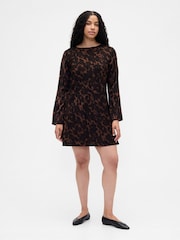 Gap Brown Satin Boatneck Mini Dress - Image 5 of 7