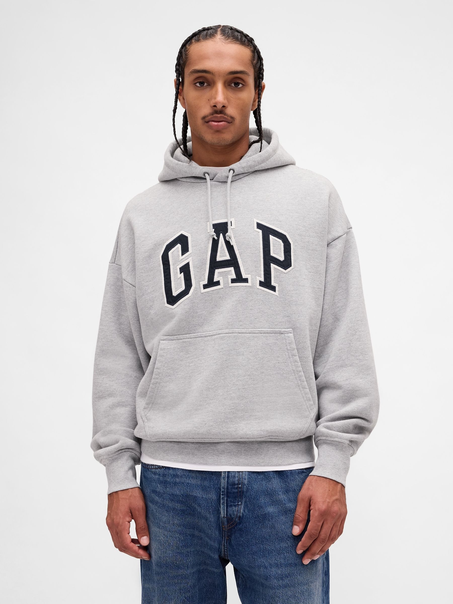 Buy Gap Grey Oversized Extra Heavyweight French Terry Logo Hoodie