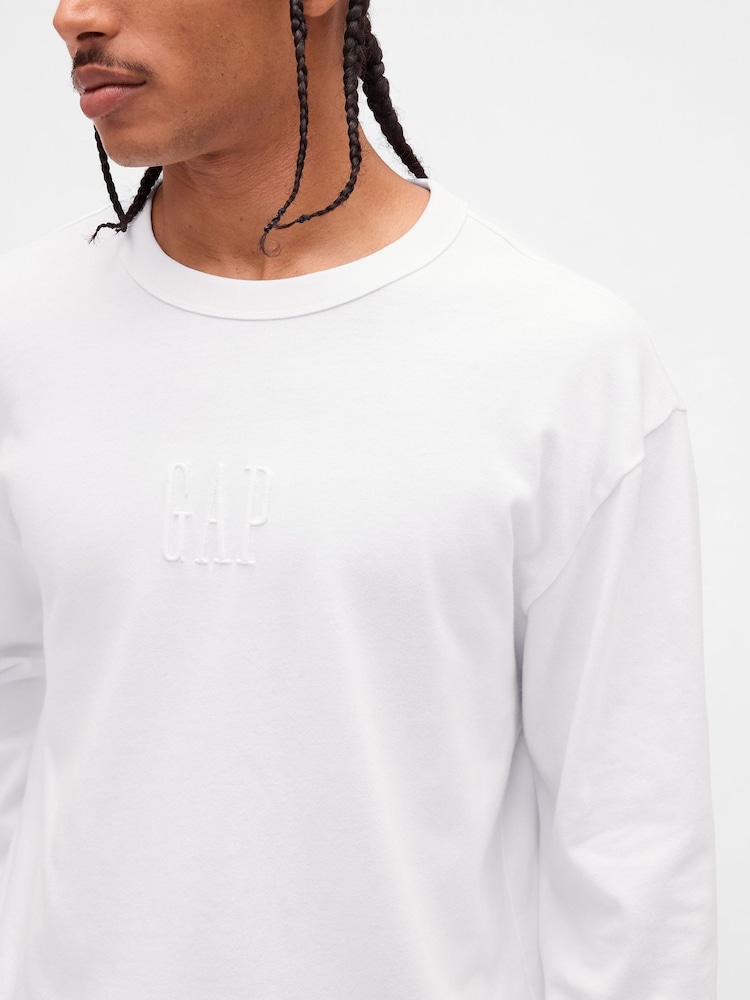 Gap White Logo Long Sleeve T-Shirt - Image 4 of 4 Gap White Logo Long Sleeve T-Shirt - Image 4 of 4