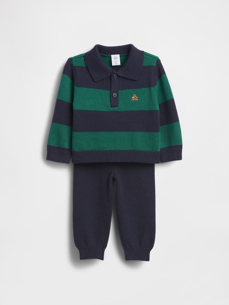 Gap Navy/Green Polo Jumper Outfit Set (Newborn-24mths) (0-24mths) - Image 1 of 2 Gap Navy/Green Polo Jumper Outfit Set (Newborn-24mths) (0-24mths) - Image 1 of 2
