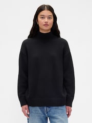 Svart - Gap Oversized Genser med Høy Hals - Bilde 1 av 4