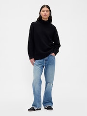 Svart - Gap Oversized Genser med Høy Hals - Bilde 3 av 4
