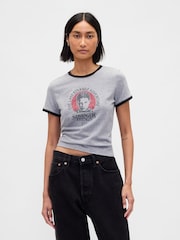 Gap Grey Stranger Things VintageSoft Crop T-Shirt - Image 1 of 4