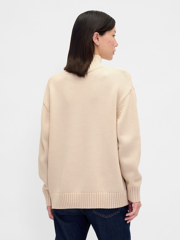 Beige - Gap Oversized Genser med Høy Hals - Bilde 2 av 4