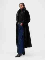 Gap Black Faux Fur Long Coat - Image 3 of 4