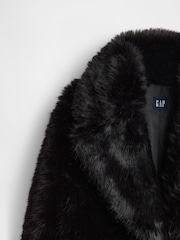 Gap Black Faux Fur Long Coat - Image 4 of 4