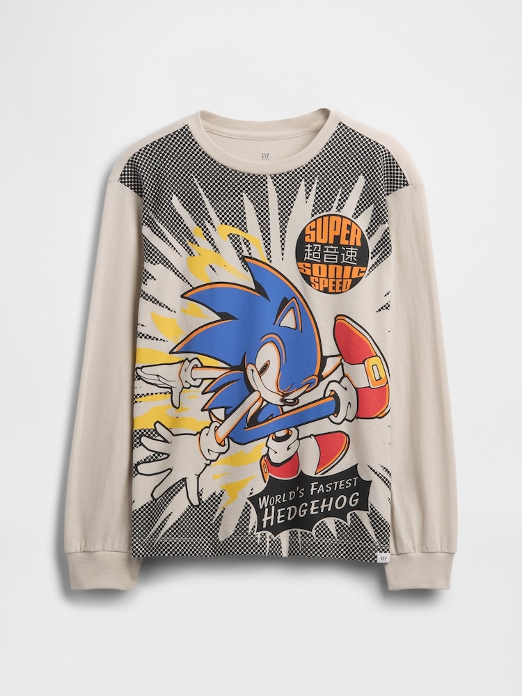 Gap Grey Relaxed Sonic Graphic T-Shirt (4-13yrs) - Image 1 of 3 Gap Grey Relaxed Sonic Graphic T-Shirt (4-13yrs) - Image 1 of 3
