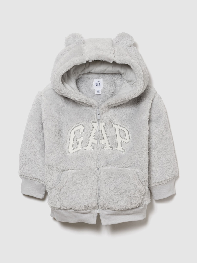 Gap Grey Sherpa Logo Zip Hoodie (0-24mths) - Image 1 of 2 Gap Grey Sherpa Logo Zip Hoodie (0-24mths) - Image 1 of 2