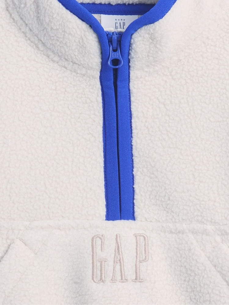 Gap White Sherpa Half-Zip Pullover Sweatshirt (6mths-5yrs) (6mths-5yrs) - Image 3 of 3 Gap White Sherpa Half-Zip Pullover Sweatshirt (6mths-5yrs) (6mths-5yrs) - Image 3 of 3