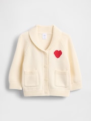 Gap Cream Heart Shawl Cardigan (0-24mths) - Image 1 of 3