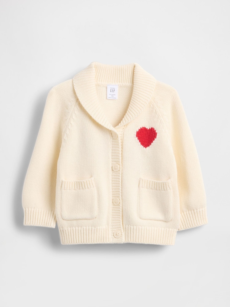 Gap Cream Heart Shawl Cardigan (0-24mths) - Image 1 of 3