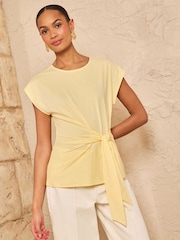 Gelb - Love & Roses Jersey-T-Shirt mit seitlicher Bindung - Bild 1 von 4