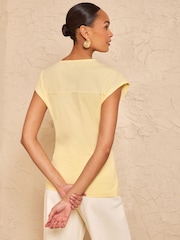 Gelb - Love & Roses Jersey-T-Shirt mit seitlicher Bindung - Bild 4 von 4