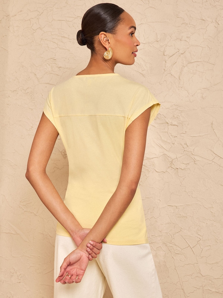 Gelb - Love & Roses Jersey-T-Shirt mit seitlicher Bindung - Bild 4 von 4