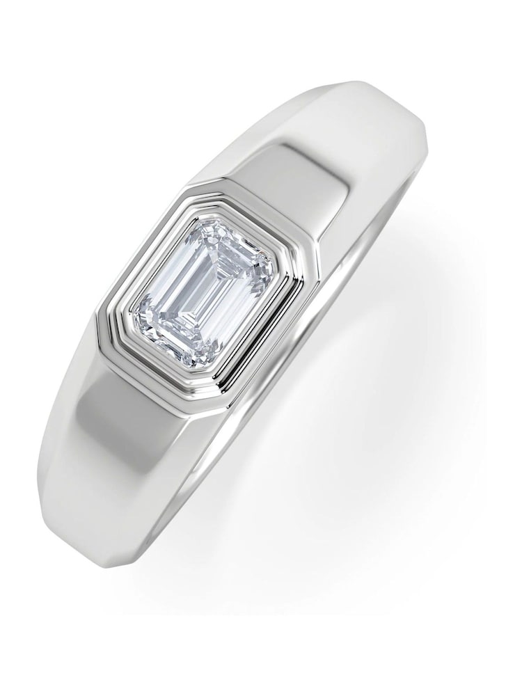 The Diamond Store White Men's 0.50ct Emerald Cut Lab Diamond Signet Ring in 9K White Gold - Image 2 of 7