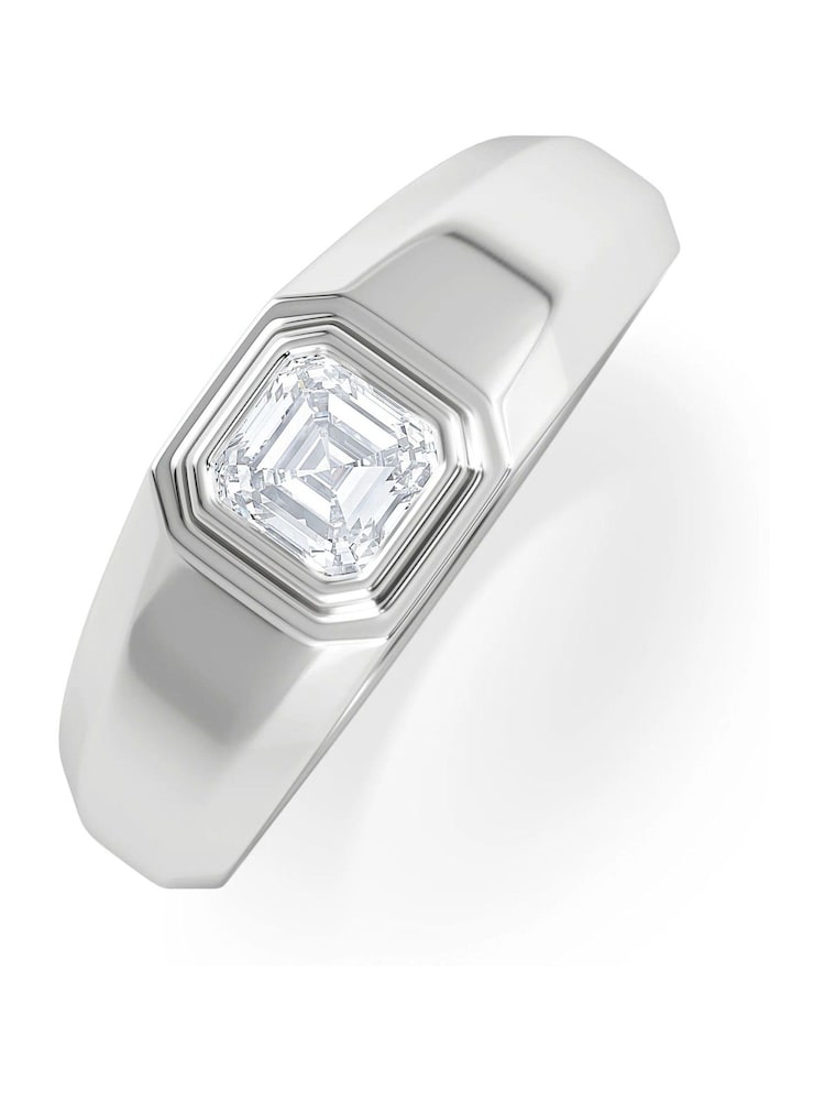 The Diamond Store White Men's 0.50ct Asscher Cut Lab Diamond Signet Ring  in 9k White Gold - Image 1 of 8