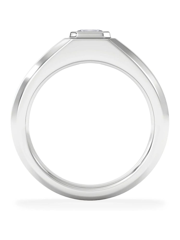 The Diamond Store White Men's 0.50ct Asscher Cut Lab Diamond Signet Ring  in 9k White Gold - Image 2 of 8