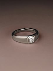 The Diamond Store White Men's 0.50ct Asscher Cut Lab Diamond Signet Ring  in 9k White Gold - Image 7 of 8