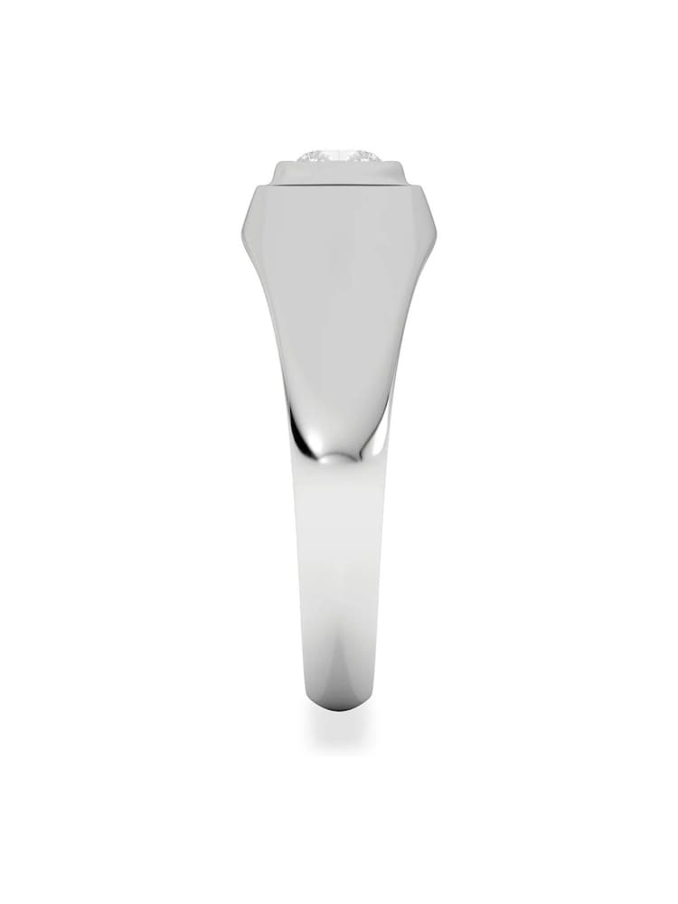 The Diamond Store Silver Men's 0.50ct Round Cut Lab Diamond Signet Ring in 9k White Gold - Image 2 of 4 The Diamond Store Silver Men's 0.50ct Round Cut Lab Diamond Signet Ring in 9k White Gold - Image 2 of 4