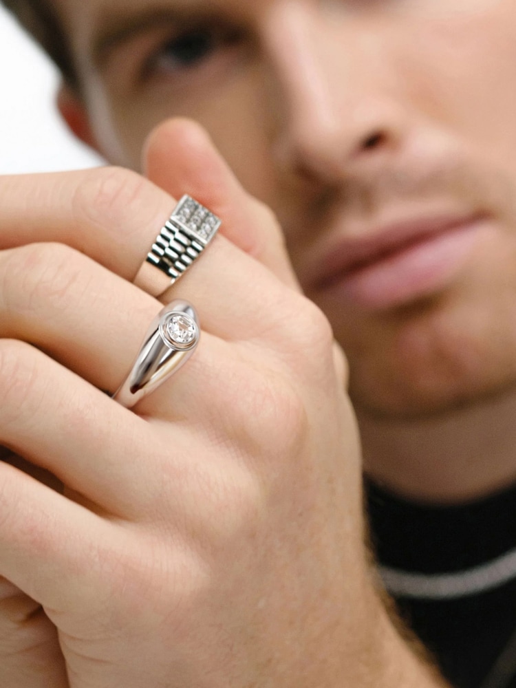The Diamond Store Silver Men's 0.50ct Round Cut Lab Diamond Signet Ring in 9k White Gold - Image 4 of 4