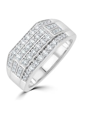 The Diamond Store White Men's Encrusted Pave 1.00ct Lab Diamond Signet Ring in Sterling Silver - Image 1 of 6
