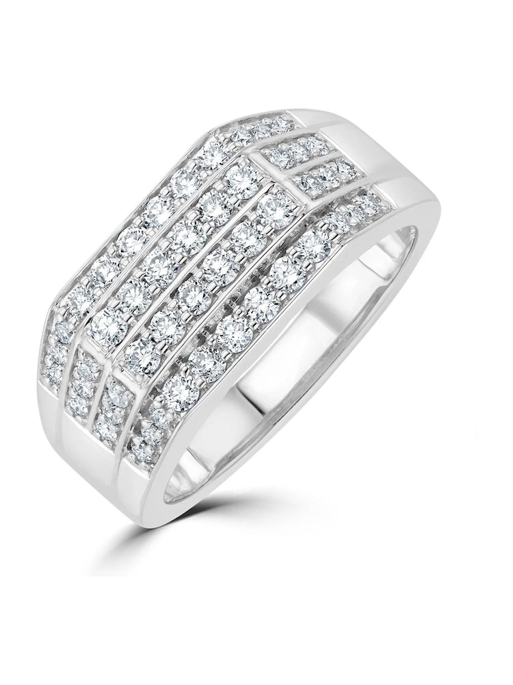 The Diamond Store White Men's Encrusted Pave 1.00ct Lab Diamond Signet Ring in Sterling Silver - Image 1 of 6