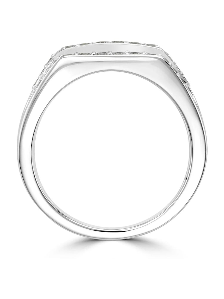 The Diamond Store White Men's Encrusted Pave 1.00ct Lab Diamond Signet Ring in Sterling Silver - Image 2 of 6