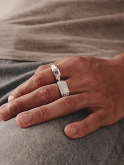 The Diamond Store White Men's Encrusted Pave 1.00ct Lab Diamond Signet Ring in Sterling Silver - Image 6 of 6