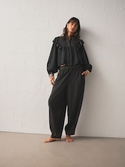 Rockett St George Black Embellished Woven Barrel Leg Trousers - Image 1 of 7