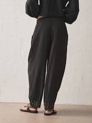 Rockett St George Black Embellished Woven Barrel Leg Trousers - Image 5 of 7