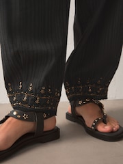 Rockett St George Black Embellished Woven Barrel Leg Trousers - Image 7 of 7