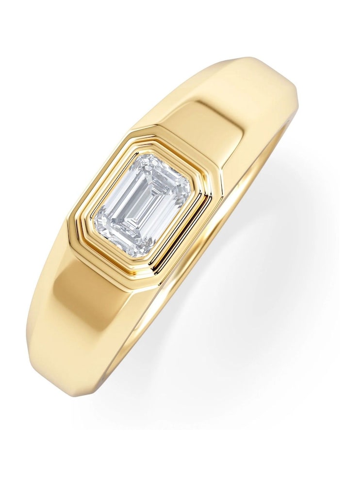 The Diamond Store Gold Men's 0.50ct Emerald Cut Lab Diamond Signet Ring  in 9K Yellow Gold - Image 2 of 4