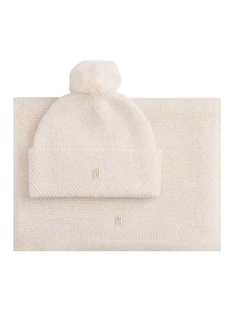 Tommy Hilfiger White Metallic Hat & Scarf Sets - Image 2 of 4 Tommy Hilfiger White Metallic Hat & Scarf Sets - Image 2 of 4
