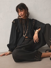 Rockett St George Black Frill Embellished Blouse - Image 3 of 6