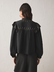 Rockett St George Black Frill Embellished Blouse - Image 4 of 6