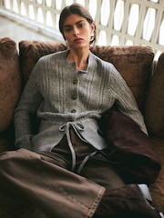 BHOEM Grey Cable Knit Peplum Cardigan - Image 1 of 6