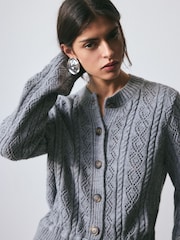 BHOEM Grey Cable Knit Peplum Cardigan - Image 2 of 6